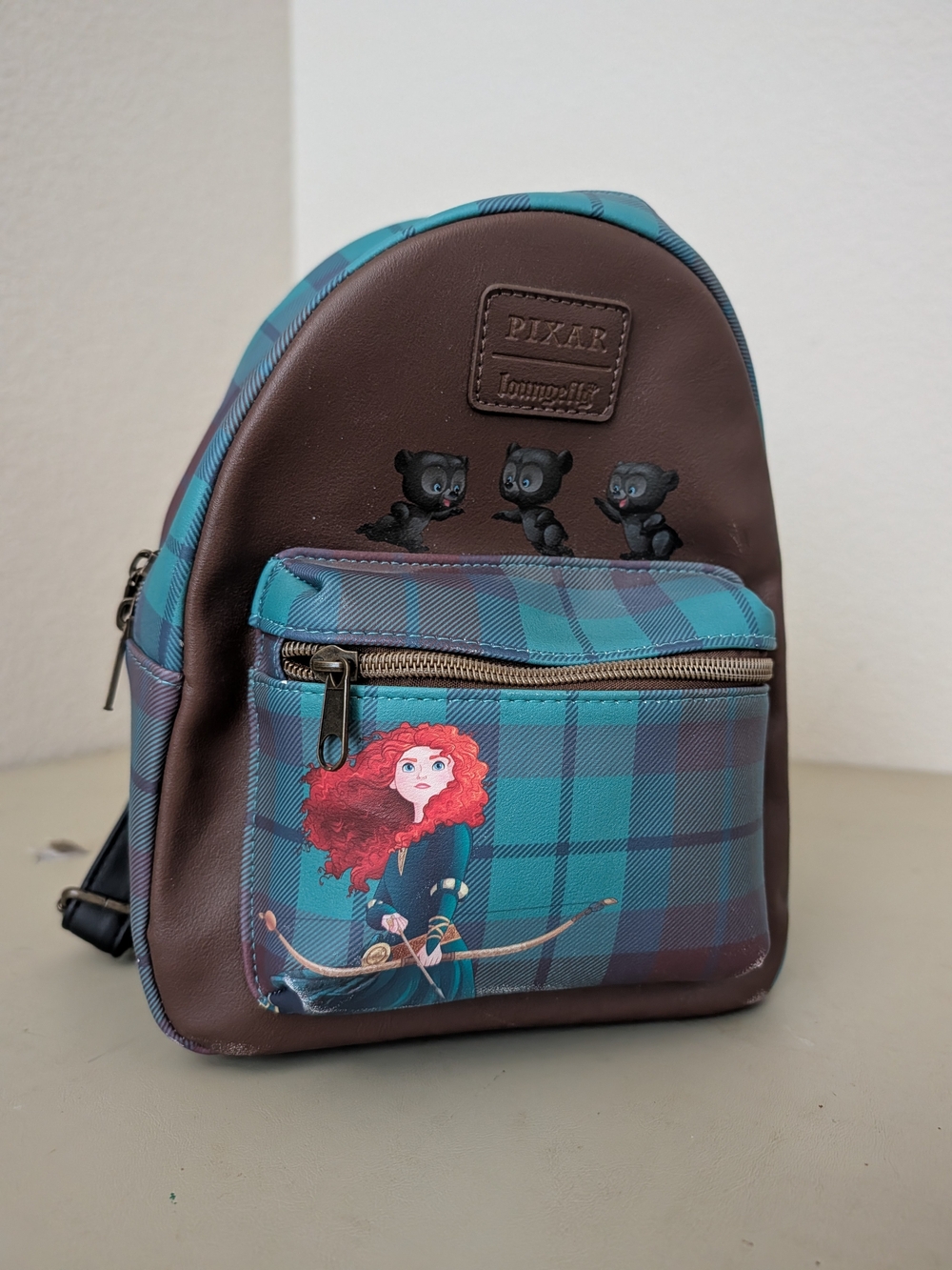 Brave Merida Mini Backpack – Teal Plaid & Brown